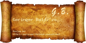 Geringer Balázs névjegykártya